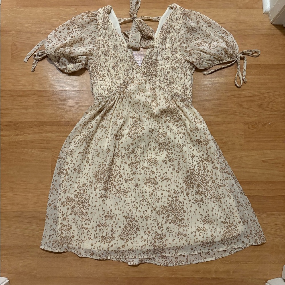 Sienna Sky Cream and Brown Floral Dress